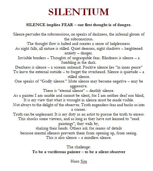 SILENTIUM - Silence implies fear